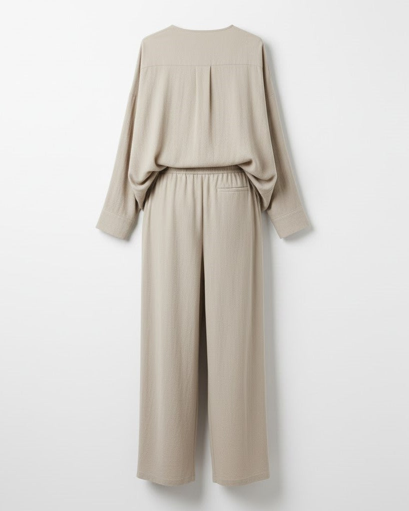 Dames set met blouse met lange mouwen en broek