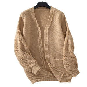 Damesvest met lange mouwen van gebreide stof
