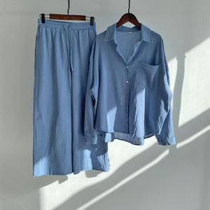 Dames set met blouse met lange mouwen en broek